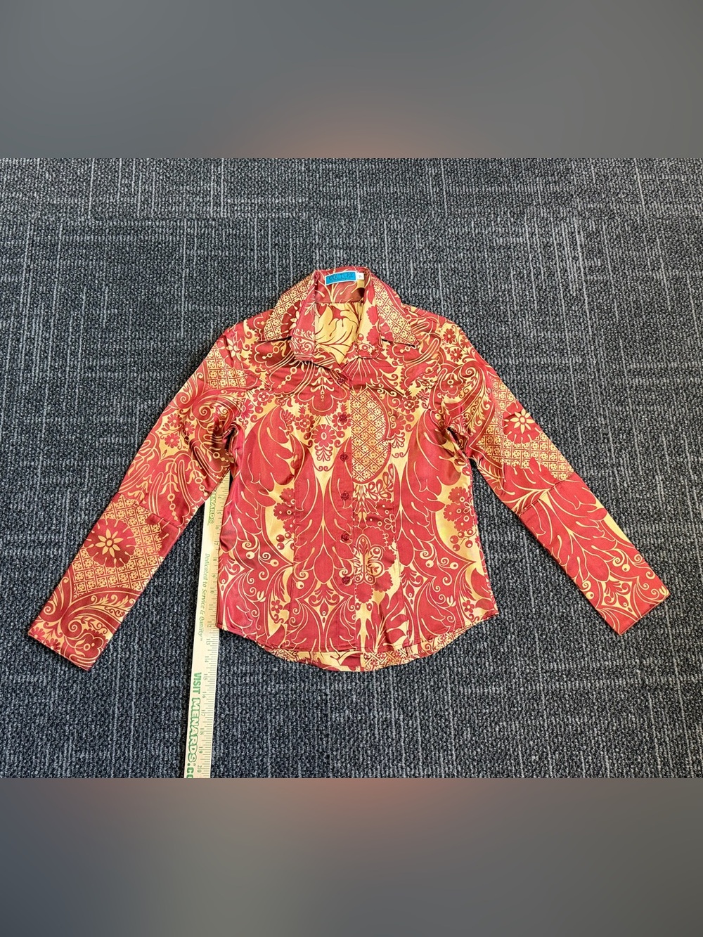 Couture Silk Paisley Floral Long Sleeve Shirt RN 102193 Small